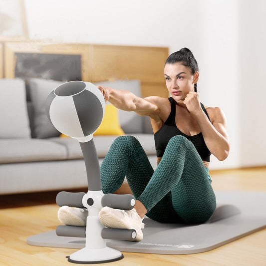 NNEDSZ Adjustable 2-In-1 Sit-Up Boxing Ball Stand With Punching Bag - Gray / White